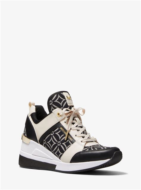 michael kors georgie logo and leather trainer|Georgie Leather and Signature Logo Trainer .